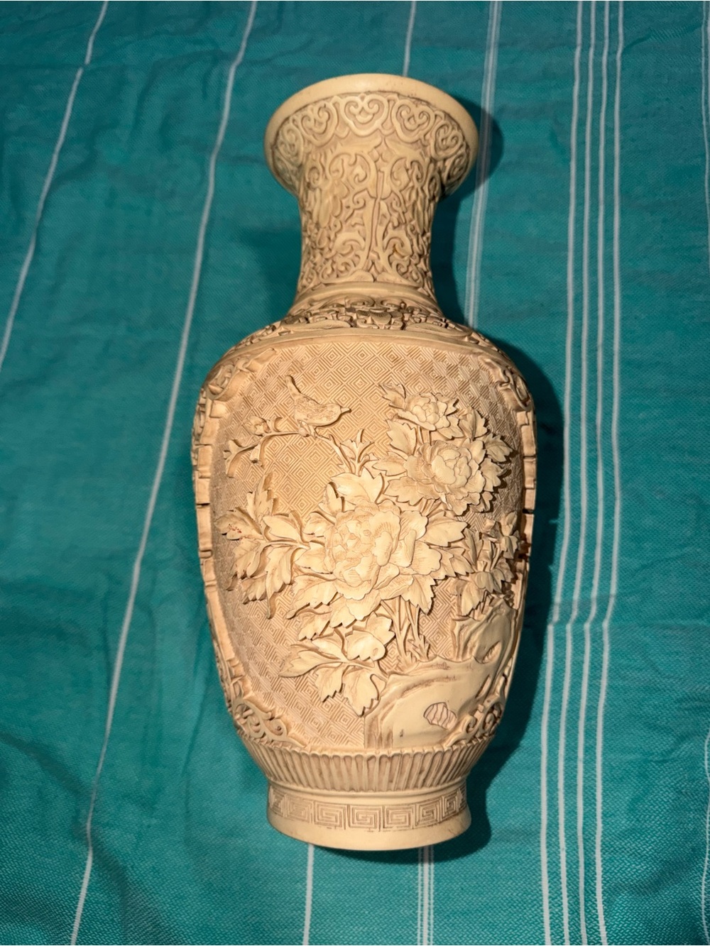 vintage Chinese carved resin vase
